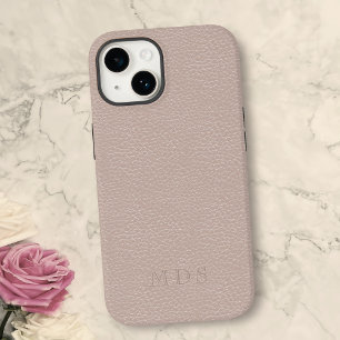 赤面シンプルピンクレザーフェイクルックモノグラム Case-Mate iPhone 14ケース