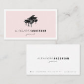 赤面シンプルピンクヴィンテージピアノビジネスカード 名刺 (正面/裏面)