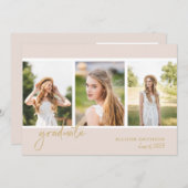 赤面シンプルピンク卒業式パーティー 招待状 (正面/裏面)