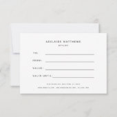 赤面シンプルピンク美しいサロンモダンギフトカード (裏面)