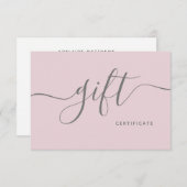 赤面シンプルピンク美しいサロンモダンギフトカード (正面/裏面)