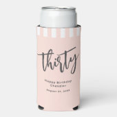 赤面シンプルピンク30歳の誕生日パーティー スリム缶クーラー (Seltzer正面)