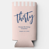 赤面シンプルピンク30歳の誕生日パーティー スリム缶クーラー (裏面)