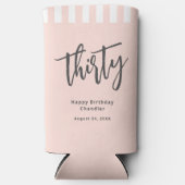 赤面シンプルピンク30歳の誕生日パーティー スリム缶クーラー (正面)