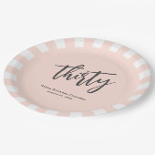 赤面シンプルピンク30歳の誕生日パーティー ペーパープレート (アングル)