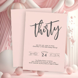 赤面シンプルピンク30歳の誕生日パーティー 招待状
