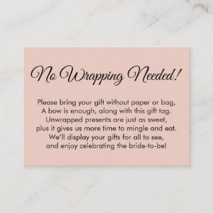 赤面シンプルピンクNo Wrapping Neededブライダルシャワー エンクロージャーカード