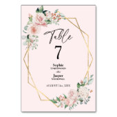 赤面シンプルフローラピ結婚ンクのテーブル番号 テーブルナンバー (裏面)