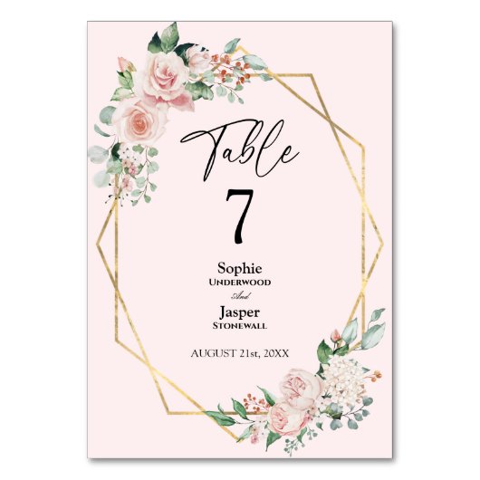 赤面シンプルフローラピ結婚ンクのテーブル番号 テーブルナンバー (裏面)