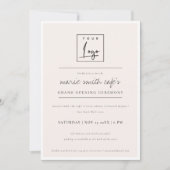 赤面シンプルロゴビジネスグランドオープニング招待状 サンキューカード (正面)