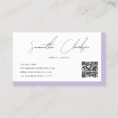 赤面シンプル紫色の手書きスクリプトQRコード 名刺 (裏面)