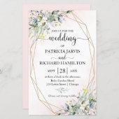 赤面ジオメト結婚リ予算の5.5x8.5招待状 (正面/裏面)