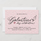 赤面スタイリッシュピンクガレンティネの日のパーティー 招待状 (正面)