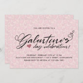 赤面スタイリッシュピンクガレンティネの日のパーティー 招待状 (正面/裏面)