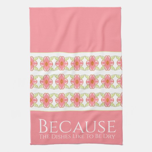 赤面スタイリッシュピンク キッチンタオル (縦)