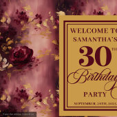 赤面スタイリッシュブルゴーニュ金ゴールド30th誕生日パーティー タペストリー