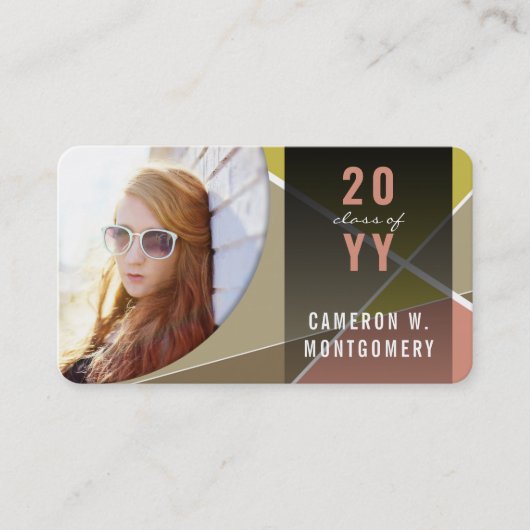 赤面スタイリッシュ幾何学線モダン写真研究科 コーリングカード (正面)