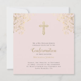 赤面スタイリッシュ金ゴールドクロスバイブル聖句の確認 招待状