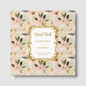 赤面スタイリッシュ金ゴールド結婚ズゲストブック ゲストブック (正面)