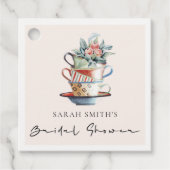 赤面スタックカップフローラブライダルシャワーティーパーティー フェイバータグ (正面)