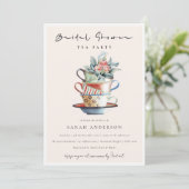 赤面スタックカップブライダルシャワーティーパーティー招待状 サンキューカード (スタンド正面)