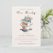 赤面スタックカップブライダルシャワーティーパーティー招待状 サンキューカード (スタンド正面)