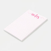 赤面ストライプとピンクブラシスクリプトのポストイットノート ポストイット (アングル)