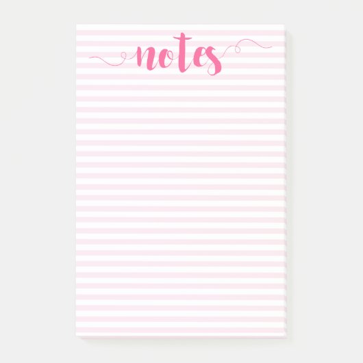赤面ストライプとピンクブラシスクリプトのポストイットノート ポストイット (正面)