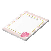 赤面ストライプとピンク牡丹メモパーソナライズされた帳 ノートパッド (回転)