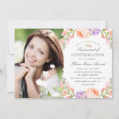 赤面ストライプと開花写真の確認 招待状 (正面)