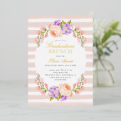 赤面ストライプと開花卒業ブランチ 箔招待状 (立ち正面)