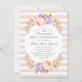 赤面ストライプと開花第一聖餐式 招待状 (正面)