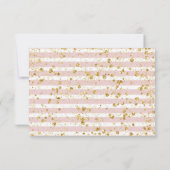 赤面ストライプの花と金ゴールド結婚の返信RSVP 出欠カード (裏面)