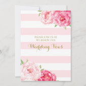 赤面ストライプピンクの花の誓の更新招待状 招待状 (正面)