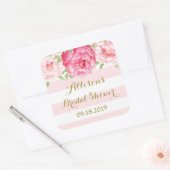 赤面ストライプピンクフローラブライダルシャワーメッセージカード スクエアシール (封筒)