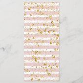 赤面ストライプ花と金ゴールド紙吹雪結婚のメニュー メニュー (裏面)