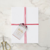 赤面ストライプ花と金ゴールド結婚ズラブ&感謝していs ギフトタグ (より糸付き)