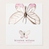 赤面ストライプ&バタフライ折り畳み名刺 名刺 (外部フラット)