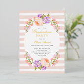 赤面ストライプ・開花卒業党 箔招待状 (立ち正面)