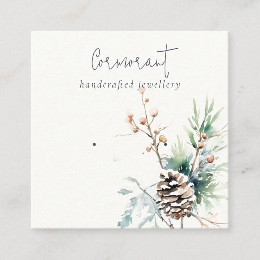 赤面スノーウィンターベリーイヤリングスタッドホルダー スクエア名刺 (正面)