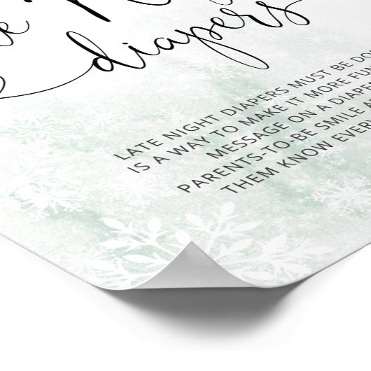 赤面スノーフレーク夜遅くのおむつ ポスター (角)