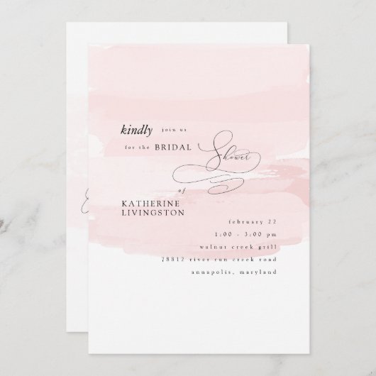 赤面スプラッシュエレガントブライダルシャワー招待 招待状 (正面/裏面)