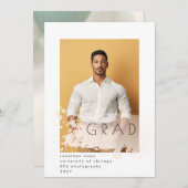 赤面スプラッシュタイトルミニマル卒業写真 案内状 (正面/裏面)