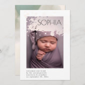 赤面スプラッシュタイトルミニマル生まれたばかりのリストフォト 案内状 (正面/裏面)