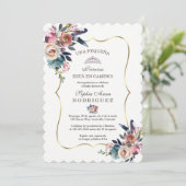 赤面スペインのフラワーインビタシオンデベビーシャワー 招待状 (スタンド正面)