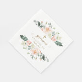 赤面スペインのホワイトフラワーズ金ゴールドガールバウティゾ スタンダードランチョンナプキン (角)