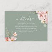 赤面セージグリーンフローラウェディングレセプション詳細 エンクロージャーカード (正面)