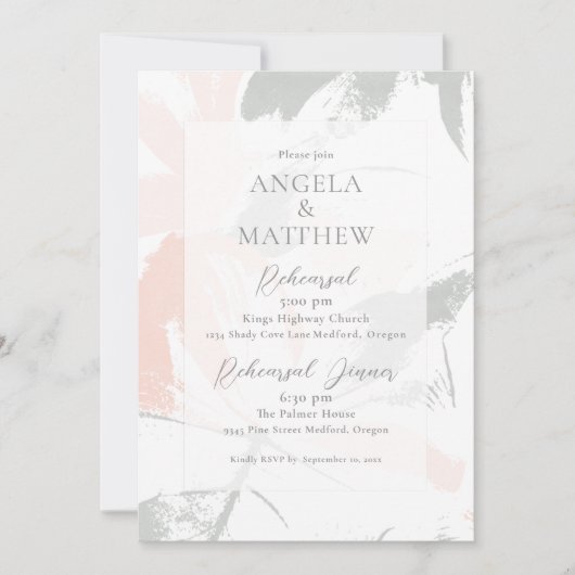 赤面セージ水カラー抽象芸術 招待状 (正面)