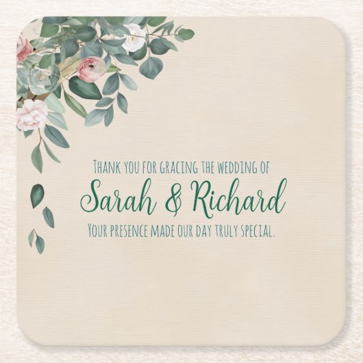 赤面セージ結婚フローラ飲料 スクエアペーパーコースター (正面)