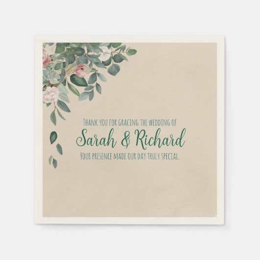 赤面セージ結婚フローラ スタンダードカクテルナプキン (正面)